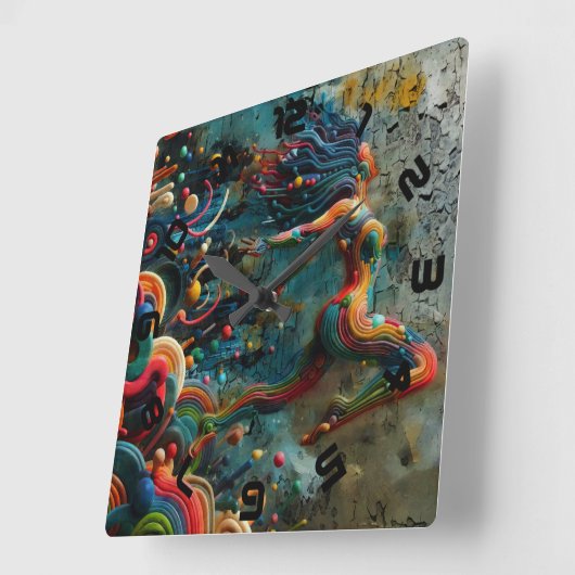 跳躍 スクエア壁時計 (傾斜)