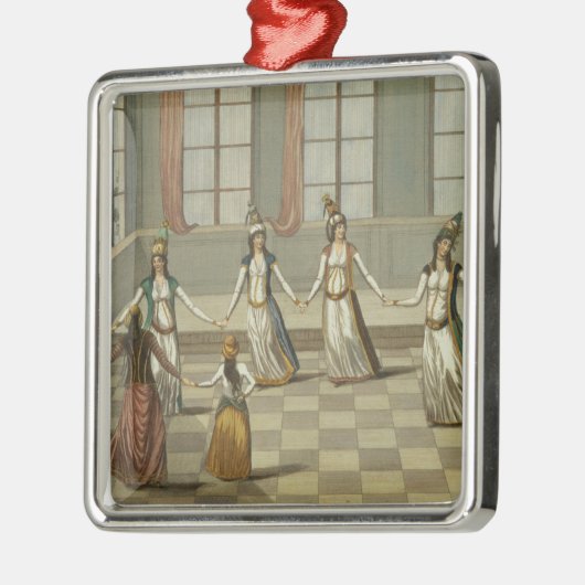 踊って下さいギリシャの女性と流行である メタルオーナメント (左)