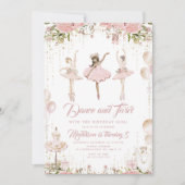 踊って回って バレリーナ ブッシュピンク 誕生日 招待状 (正面)