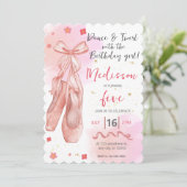 踊って回転しよう ピンクの女の子 編集可能なバレエ発表会 招待状 (スタンド正面)