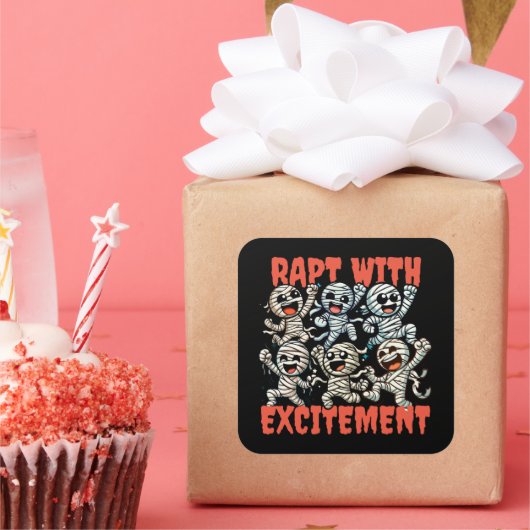 踊りおもしろいのミイラが興奮に包まれる スクエアシール (パーティー)