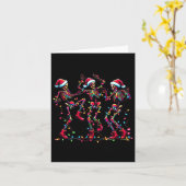 踊りおもしろいスケルトンSanta Hat Dance Christmas カード (黄色い花)