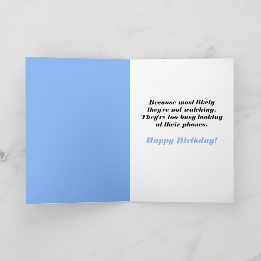 踊りおもしろい猫-誰も見ていない誕生日 カード (内部)