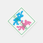 踊りお洒落ウサギ スタンダードカクテルナプキン (角)