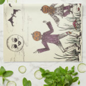 踊りかぼちゃフォークキッチンタオル キッチンタオル (折り畳み)