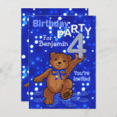 踊りが男の子に4歳の誕生日パーティーを授かる 招待状 (正面/裏面)