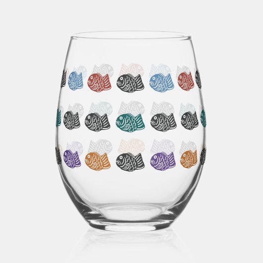 踊りたい焼 ステムなしワイングラス (正面)