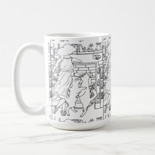 踊りと猫🐈 コーヒーマグカップ (左)