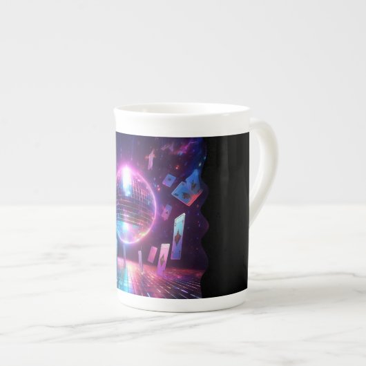 踊りと賭博の夜の準備ができている ボーンチャイナマグカップ (正面右)