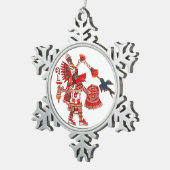 踊りのアステカなシャーマンの戦士 スノーフレークピューターオーナメント (右)