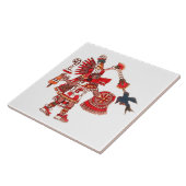 踊りのアステカなシャーマンの戦士 タイル (側面)