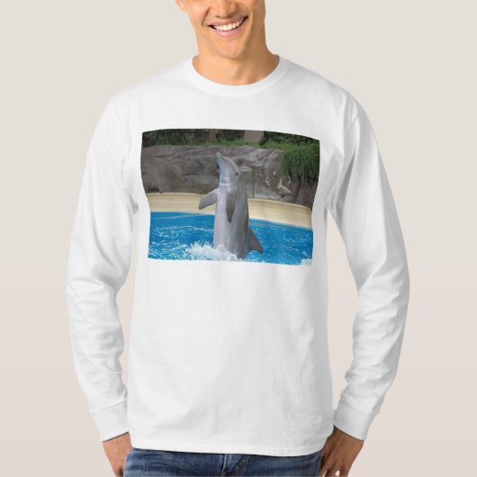 踊りのイルカの長袖のTシャツ Tシャツ (正面)