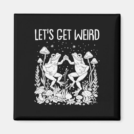 踊りのカエルのキノコがコットー風変わりスおもしろい マグネット (正面)
