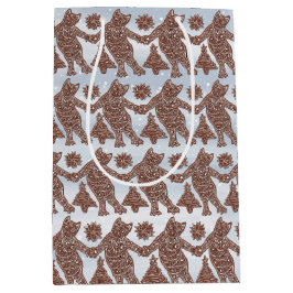 踊りのギンガーブレッド猫の抱き枕 ミディアムペーパーバッグ