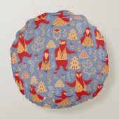 踊りのクマとキツネは、魔法の森の水夫 ラウンドクッション (裏面)