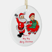 踊りのサンタ夫妻はクリスマスに非常に愉快 セラミックオーナメント (右)