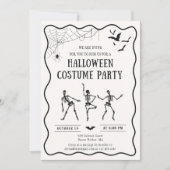 踊りのスケルトン、お洒落ハロウィーンの衣装 招待状 (正面)