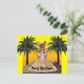 踊りのダックスフントのクリスマスの郵便はがき シーズンポストカード (スタンド正面)