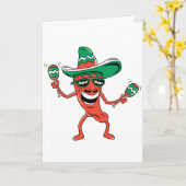 踊りのチリペッパー カード (黄色い花)