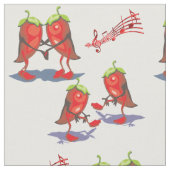 踊りのチリペッパー ファブリック (クローズアップ)