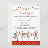 踊りのトナカイの休日のパーティのクリスマスの時間 招待状 (正面)