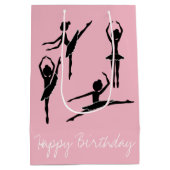 踊りのバレリーナのシルエットのバレエのクラス ミディアムペーパーバッグ (裏面)