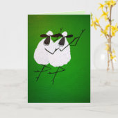 踊りのヒツジの挨拶状 カード (黄色い花)