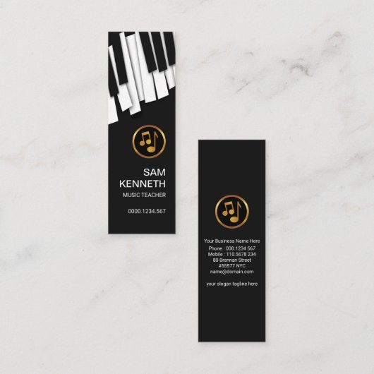 踊りのピアノは音楽の先生を調整します スキニー名刺 (正面/裏面)