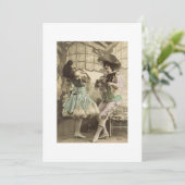 踊りのメヌエットのヴィンテージのブランクの招待状カード 招待状 (スタンド正面)