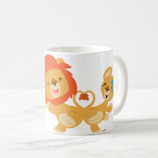 踊りのライオンのカップルのマグ コーヒーマグカップ (正面右)
