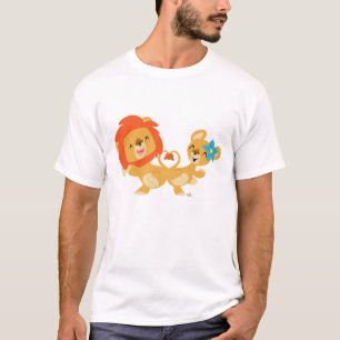 踊りのライオンのカップルのTシャツ Tシャツ