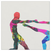 踊りの人々の抽象芸術色の生地 ファブリック (クローズアップ)