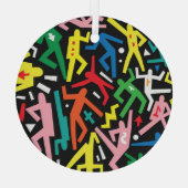 踊りの人々、ドードルセットパターン。 ガラスオーナメント (裏面)