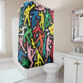 踊りの人々、ドードルセットパターン。 シャワーカーテン (インサイチュ)