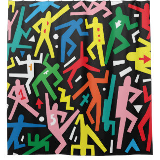 踊りの人々、ドードルセットパターン。 シャワーカーテン