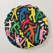 踊りの人々、ドードルセットパターン。 ラウンドクッション (裏面)