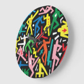 踊りの人々、ドードルセットパターン。 ラージ壁時計 (傾斜)