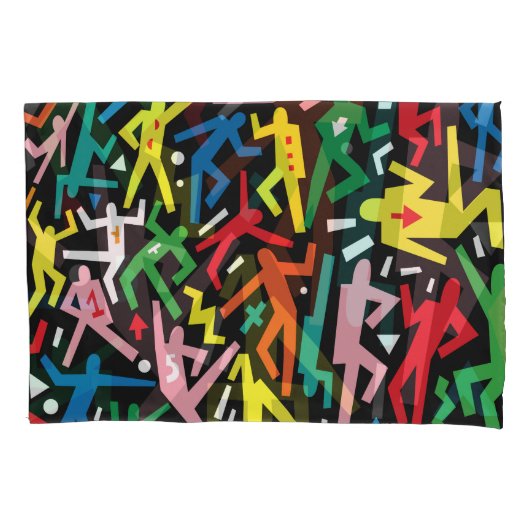 踊りの人々、ドードルセットパターン。 枕カバー (正面)