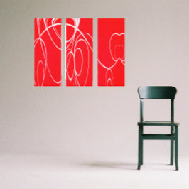 踊りの円赤と白をキャンバスに印刷 キャンバスプリント