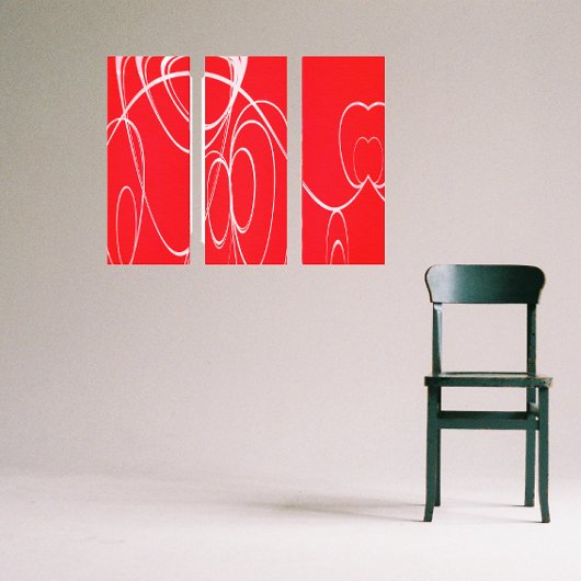 踊りの円赤と白をキャンバスに印刷 キャンバスプリント