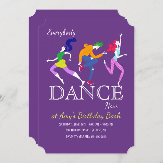 踊りの十代の若者たちの招待状 招待状 (正面/裏面)