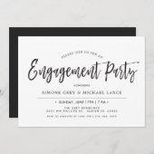 踊りの原稿|のミニマルなスタイルの婚約パーティ 招待状 (正面/裏面)