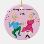 踊りの古い人々が色を付け、私たちの50thクリスマス… セラミックオーナメント (裏面)