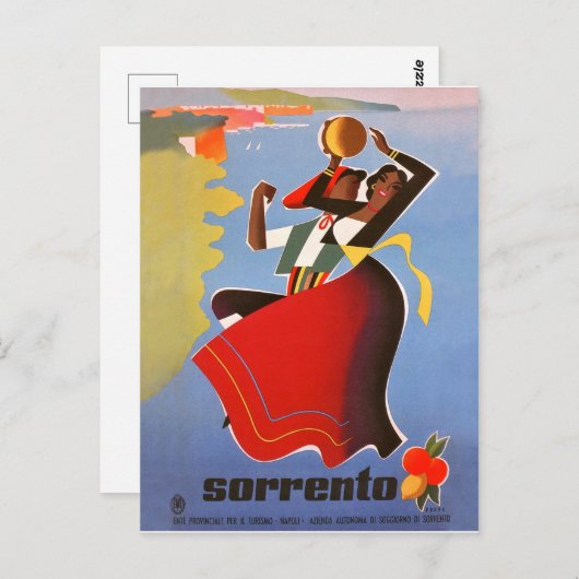 踊りの女の子ソレント，イタリア，ヴィンテージ旅行 ポストカード (正面/裏面)