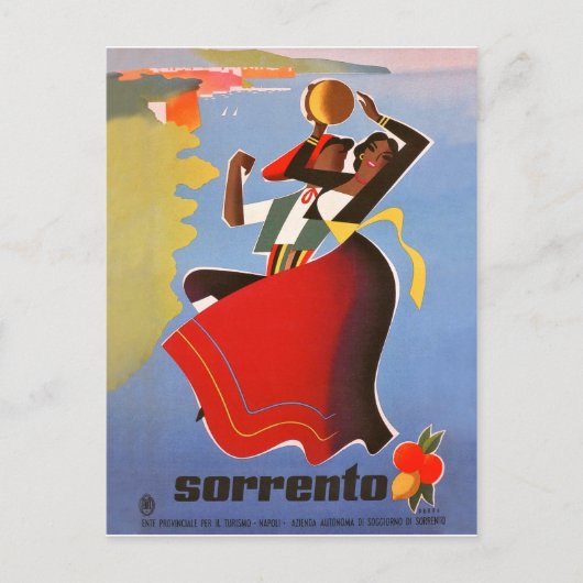 踊りの女の子ソレント，イタリア，ヴィンテージ旅行 ポストカード (正面)