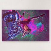 踊りの女性と彼女のバイク ジグソーパズル (横)