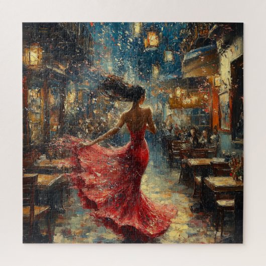 踊りの女性の赤 ジグソーパズル (縦)