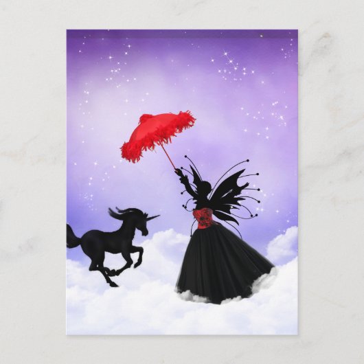 踊りの妖精とユニコーン ポストカード (正面)