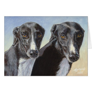 踊りの姉妹のグレイハウンドのWhippet犬の絵画