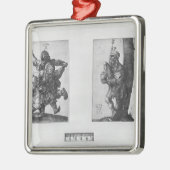 踊りの小作人およびバグパイププレーヤー1514年 メタルオーナメント (左)